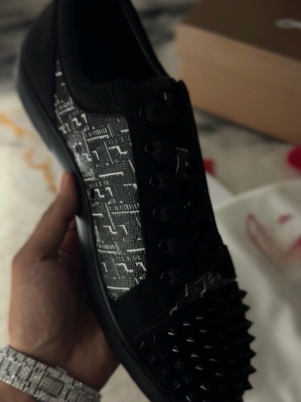 Black Studded Low-Top Men’s Sneaker
